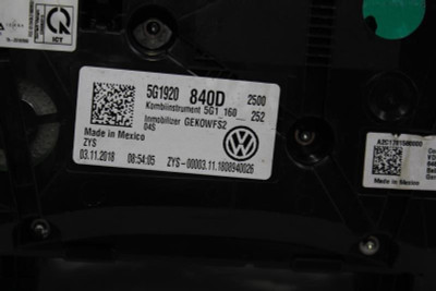 Speedometer 27K Analog Display KPH Fits 2018-2019 VOLKSWAGEN GOLF OEM #29812 5G1920840D high resolution2