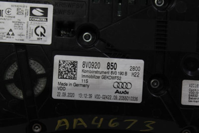 Speedometer 6K Miles Fits 2020 AUDI A3 OEM #29842 8V0920850 high resolution2