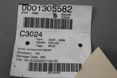 Left Driver Side Silver Door Mirror Power Fits 16-19 CHEVROLET CRUZE OEM #45934 39125813