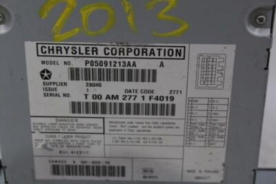 Info-GPS-TV Screen Player DVD Fits 2008-12 CHRYSLER TOWN & COUNTRY OEM 30154 05091213AA
