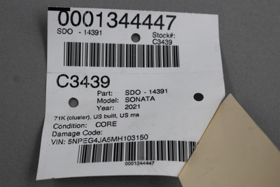Speedometer Cluster 71K Miles MPH Fits 2020-2021 HYUNDAI SONATA OEM #46061 94001L0080, 94001L0080