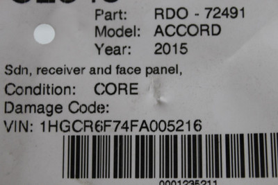 Audio Equipment Radio Receiver And Face Panel Hybrid Fits 14-15 ACCORD 38382 39541-T3W-A930-M1 high resolution2