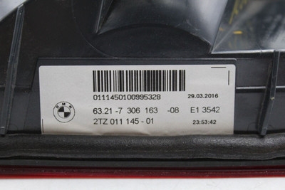Left Driver Tail Light Lid Mounted Fits 2014-2016 BMW 535i OEM #46094 63217306163, 63217306163