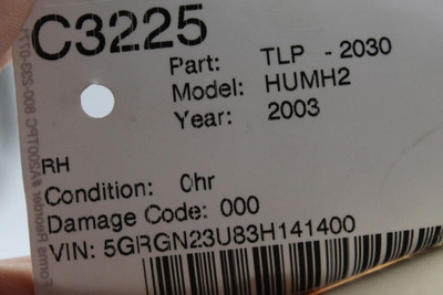 Right Passenger Tail Light Fits 2003-2004 AMERICAN MOTORS HUMMER H2 OEM #46125 15193459