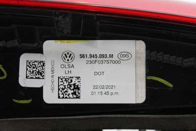 Left Driver Tail Light Decklid Mounted Fits 2020-22 VOLKSWAGEN PASSAT OEM #46114 561945093M, 561945093M