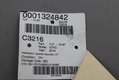 Left Driver Tail Light Quarter Mounted Fits 2017-2021 HONDA CIVIC OEM #46156 33550TGGA01, 33550TGGA01