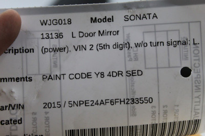 Left Driver Side Silver Door Mirror Power Fits 2015-17 HYUNDAI SONATA OEM #46269 87610C2000