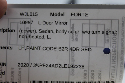 Left Driver Side Blue Door Mirror Power Fits 2019-2024 KIA FORTE OEM #46257 87610M7000