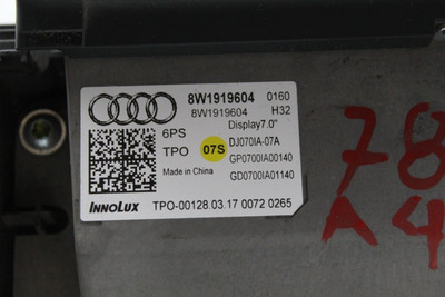 Info-GPS-TV Screen 7.0" Display Opt I8E Or I8S Fits 17-19 AUDI A4 OEM 46355 8W1919604, 8W0919604, 8W1919604, 8W0919604A