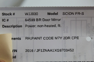 Right Passenger Side Red Door Mirror Electric Fits 2013-19 SCION FR-S OEM #46400 SU00307473, SU00307139, SU00304699, SU00303090