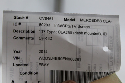 Info-GPS-TV Screen Display 463 Type Fits 2012-2016 MERCEDES CLA250 OEM #46544 2469001106, 2469007603, 2469001106