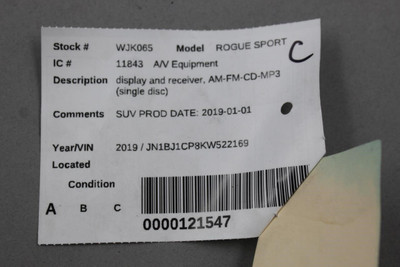 Audio Equipment Radio Display And Receiver Am-fm-cd 18-20 NISSAN ROGUE OEM 46492 2591A8FM0B, 2591A8FM0C, 2591A8FM0B, 2591A8FM0A