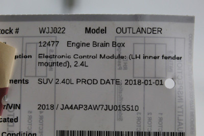 Engine ECU ECM Electronic Control Module 2018 MITSUBISHI OUTLANDER SPORT #46589 1860D161