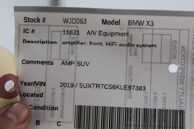 Audio Equipment Radio Amplifier Front Fits 2018-2021 BMW X3 OEM #46602 65122622686, 65122622686, 6122622686
