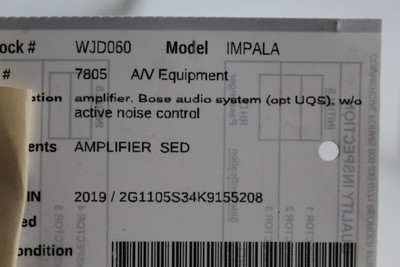 Audio Equipment Radio Amplifier Bose Audio System 2014-20 CHEVROLET IMPALA 46597 84502400, 84502400, 84098368, 23390918, 23326729