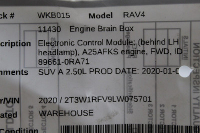 Engine ECU ECM Electronic Control Module FWD Fits 2020-21 TOYOTA RAV4 OEM #46678 89661-0RA70