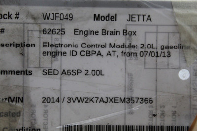 Engine ECU ECM Electronic Control Module 2.0L 2014-16 VOLKSWAGEN JETTA OEM 46661 06G906055AE