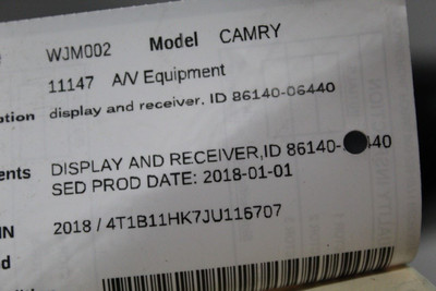 Audio Equipment Radio Display And Receiver Fits 2018 TOYOTA CAMRY OEM #46853 8614006440, 8614006440