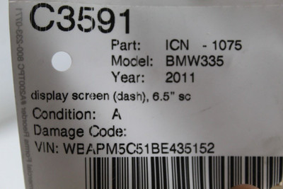 Info-GPS-TV Screen Display Dash Coupe Fits 2010-2013 BMW 335i OEM #46862 65829224348, 65829224348