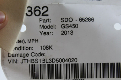 Speedometer Cluster 108K Miles MPH Fits 2013 LEXUS GS450H OEM #46905 838003A410, 838003A410