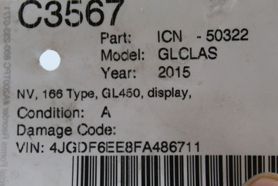 Info-GPS-TV Screen Display 172 Type Fits 2012-2016 MERCEDES GL450 OEM #46914 1729003904, 2049007408, 1729008500, 1729003904