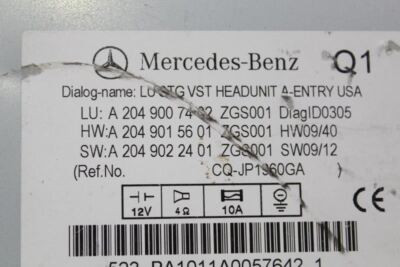 Audio Equipment Radio 204 Type Control Fits 2011 MERCEDES C300 OEM #25577 A2049007402, A2049015601