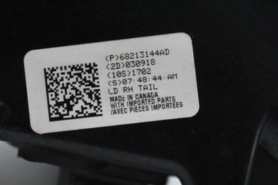 Right Passenger Tail Light Quarter Mounted Fits 2015-23 DODGE CHARGER OEM #47118 68213144AD, 68213144AD