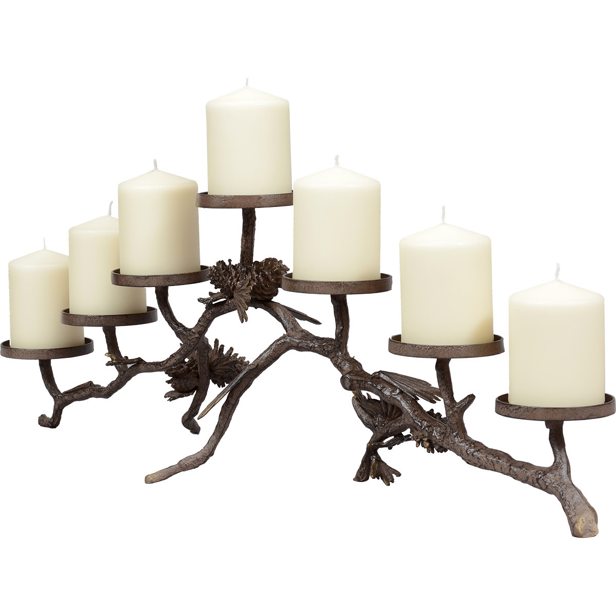Rustic Candle Holders Metal Pinecone Candelabra Black Forest Decor