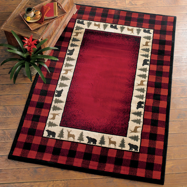 Buffalo Red Rug 2 x 7 Black Forest Decor
