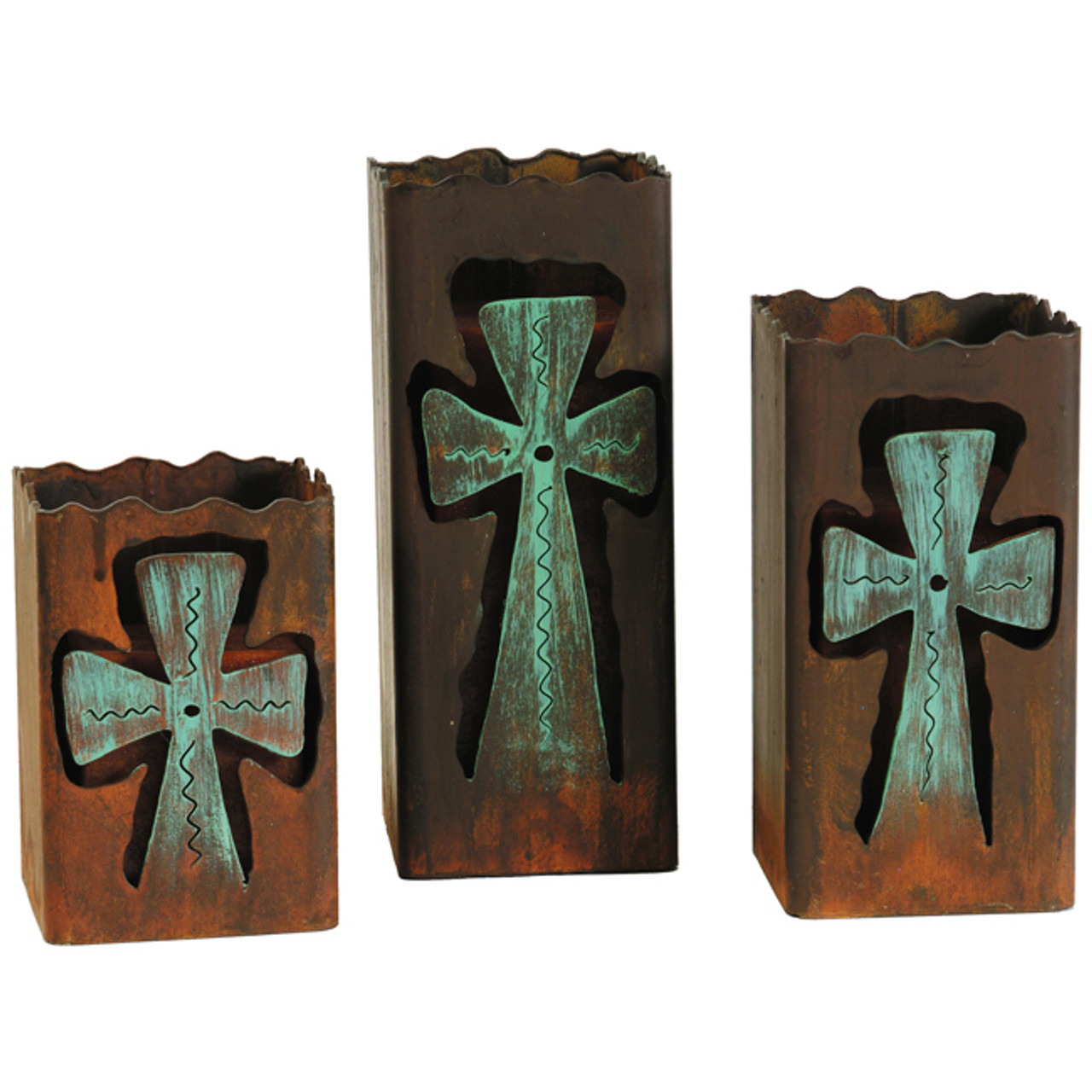 Rustic Candle Holders Set of 3 Rustic Metal Cross Candle Holders