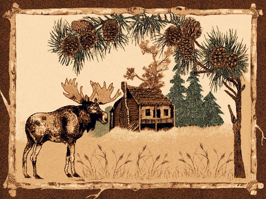 Cabin Moose Rug 2 x 7 Black Forest Decor