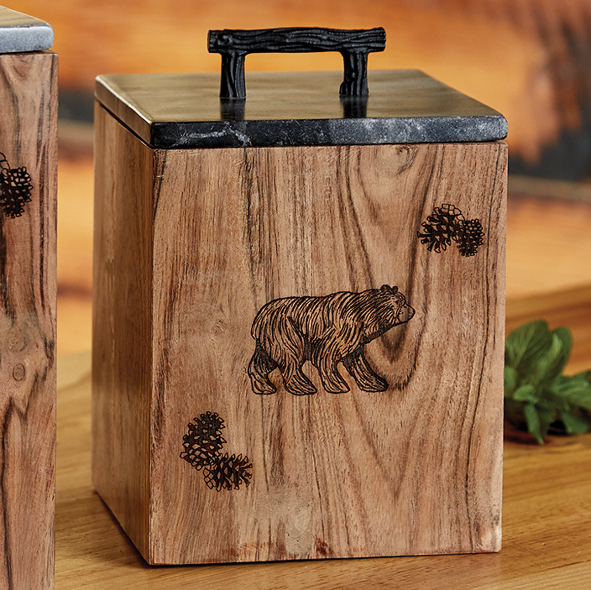 Pine Woods Bear Canister Small Black Forest Decor