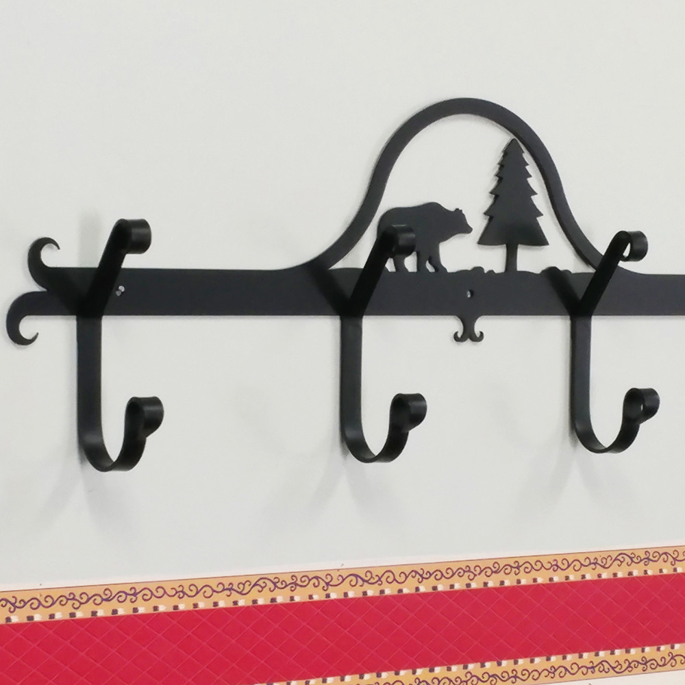Bear & Pine Coat Rack Black Forest Decor