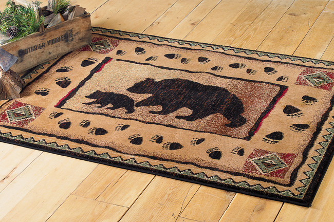 Black Bear Walking Rug - 5 x 7 | Black Forest Decor