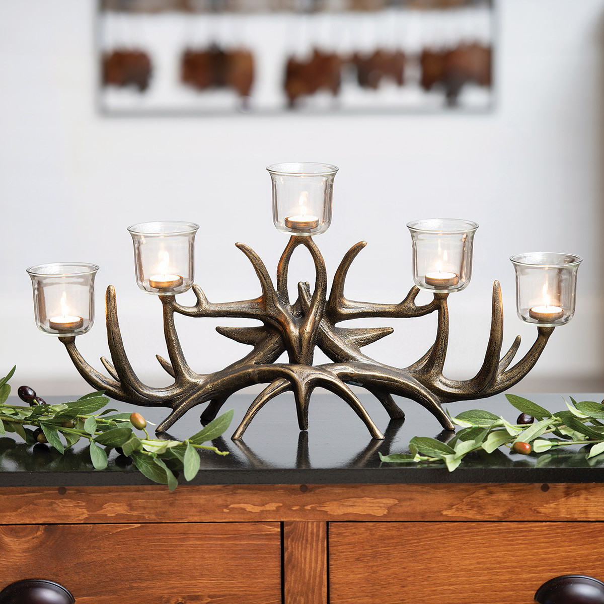 Rustic Candle Holders Bronze Finish Antler Votive Candelabra Black