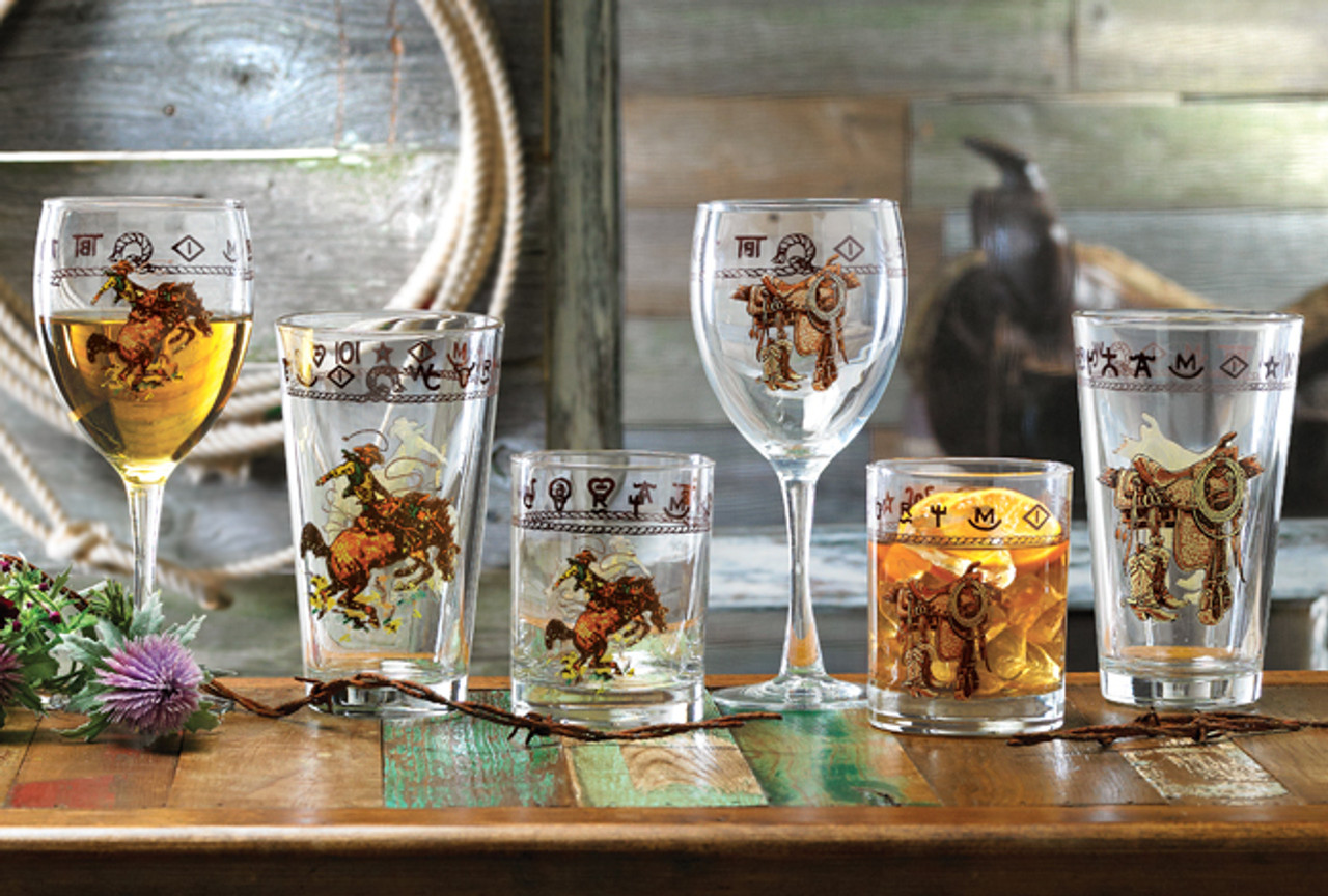 15 OZ. Bronco Bustin Water/Ice Tea Glasses - 4 Piece Set – Wild West  Living