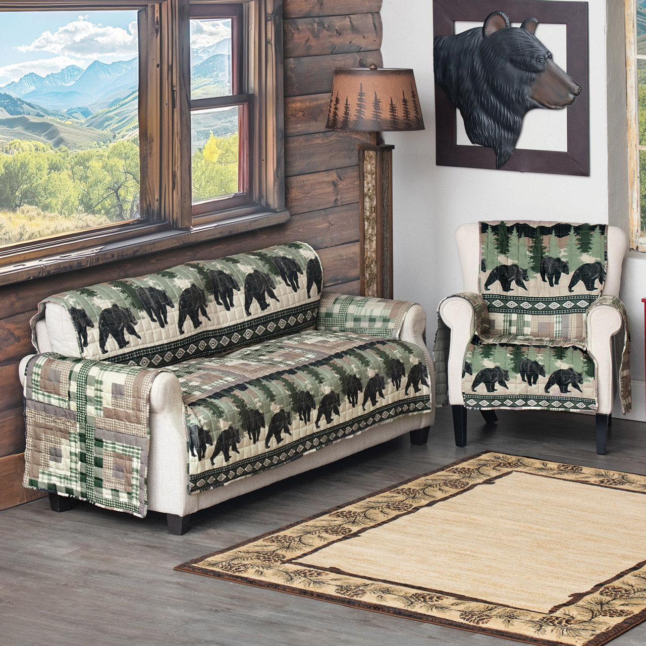 Black Bear Log Cabin Furniture Covers