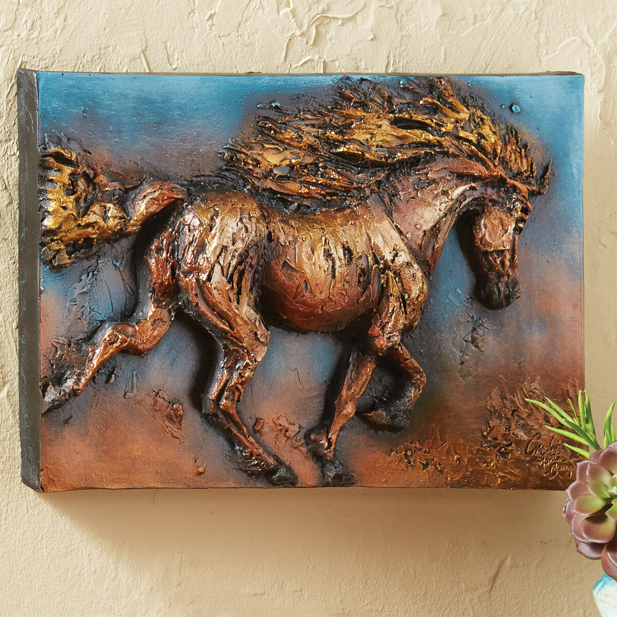 Wooden Wall Art Great Plains Horse 3D Wall Sculpture Black Forest