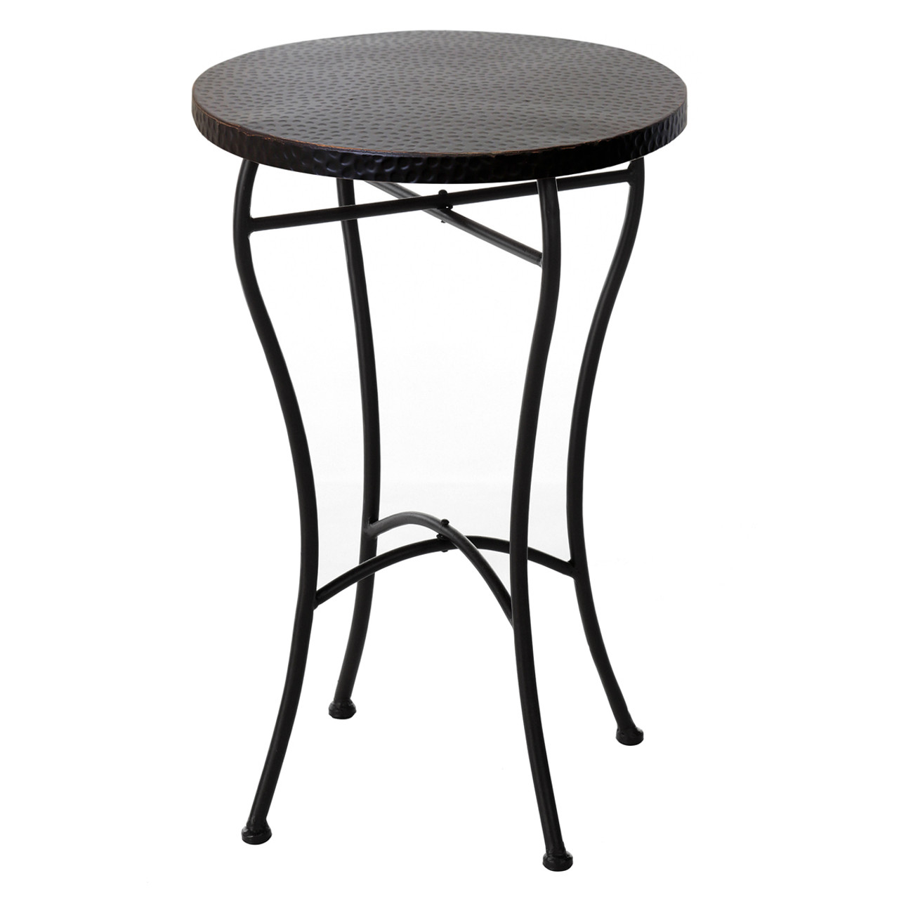 Round Hammered Metal Accent Table | Black Forest Decor