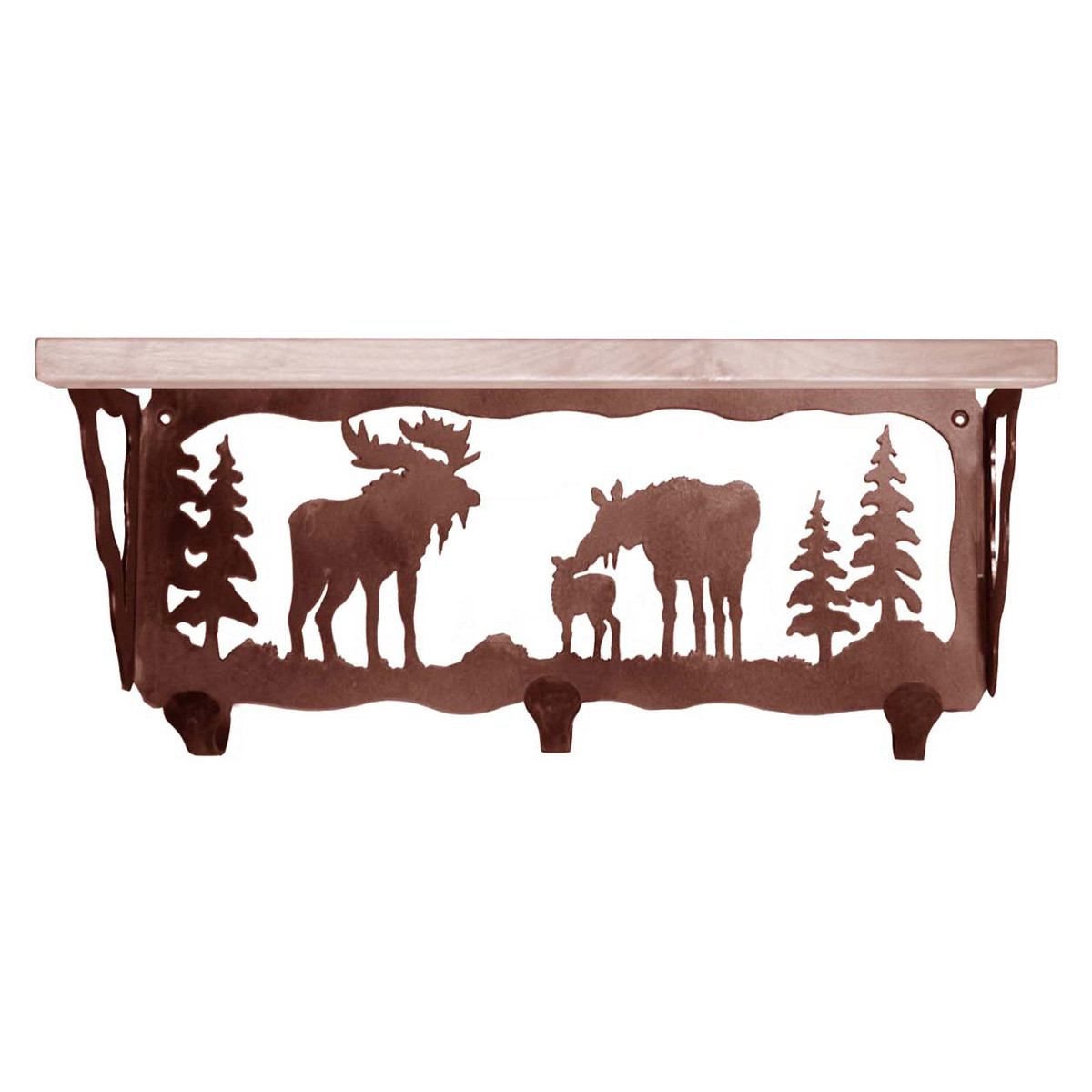 Moose Family Coat Rack with Shelf - 20 Inch | Black Forest Decor