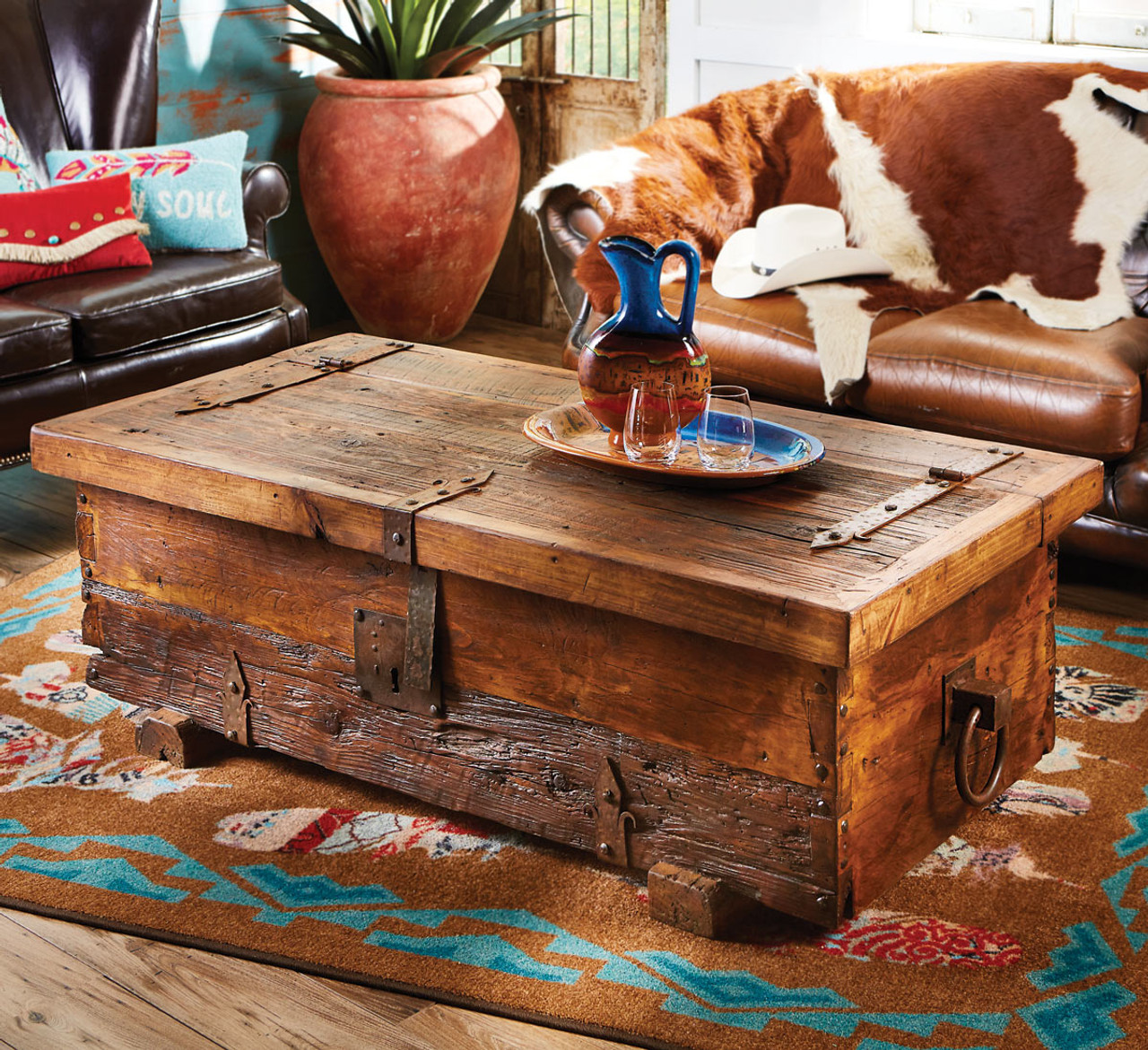 Chest Trunk Coffee Table Storage Box Part Reclaimed Wood 