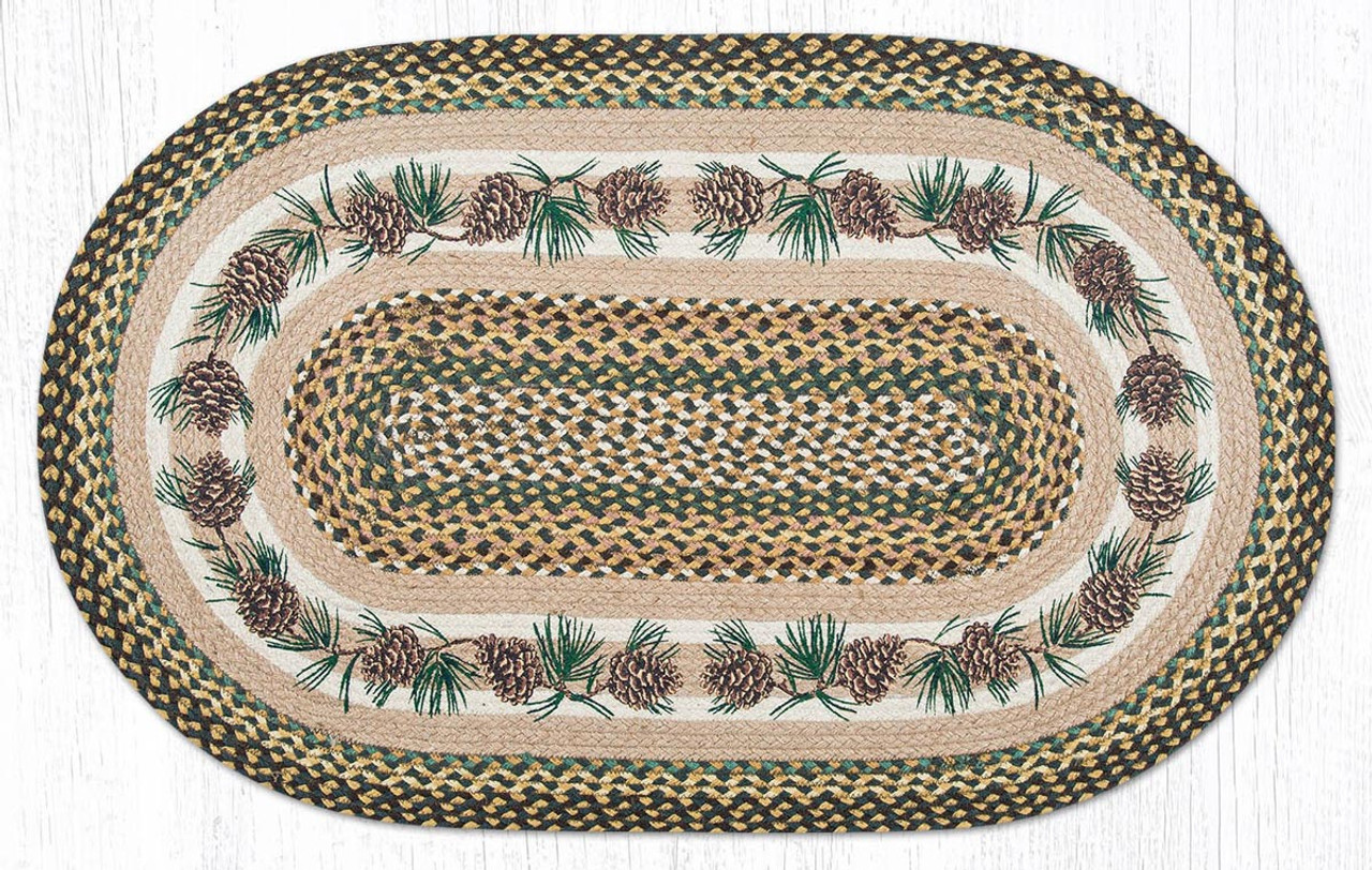River's Edge 2523 Braided Rug 26-inch Oval - Pine Cone