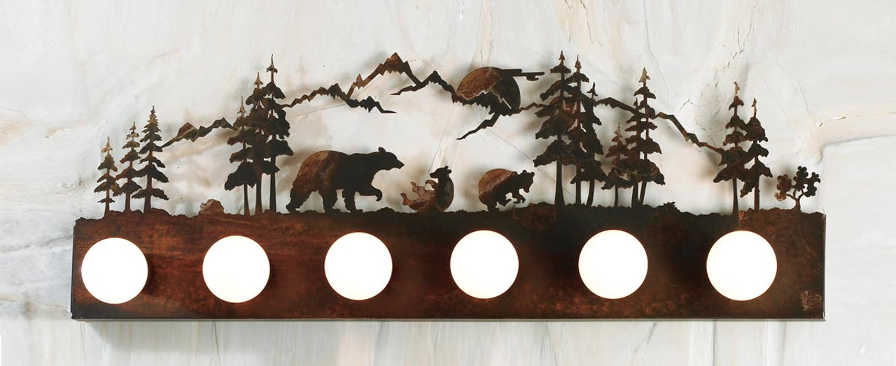 rustic bear vanity light fixture