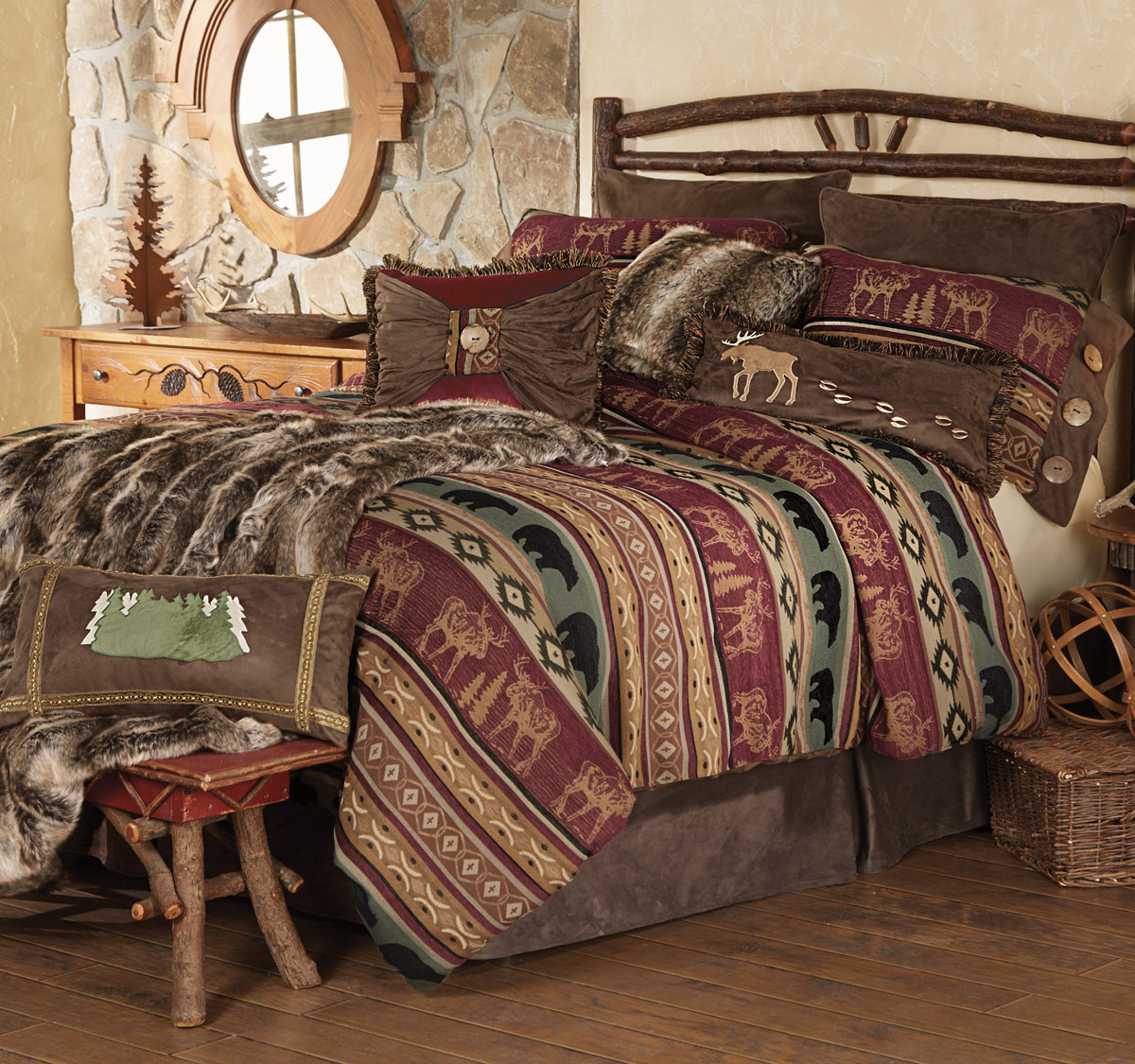 Rustic Bedding Sets: King Size Rocky Ridge Moose & Bear Bed Set | Black ...