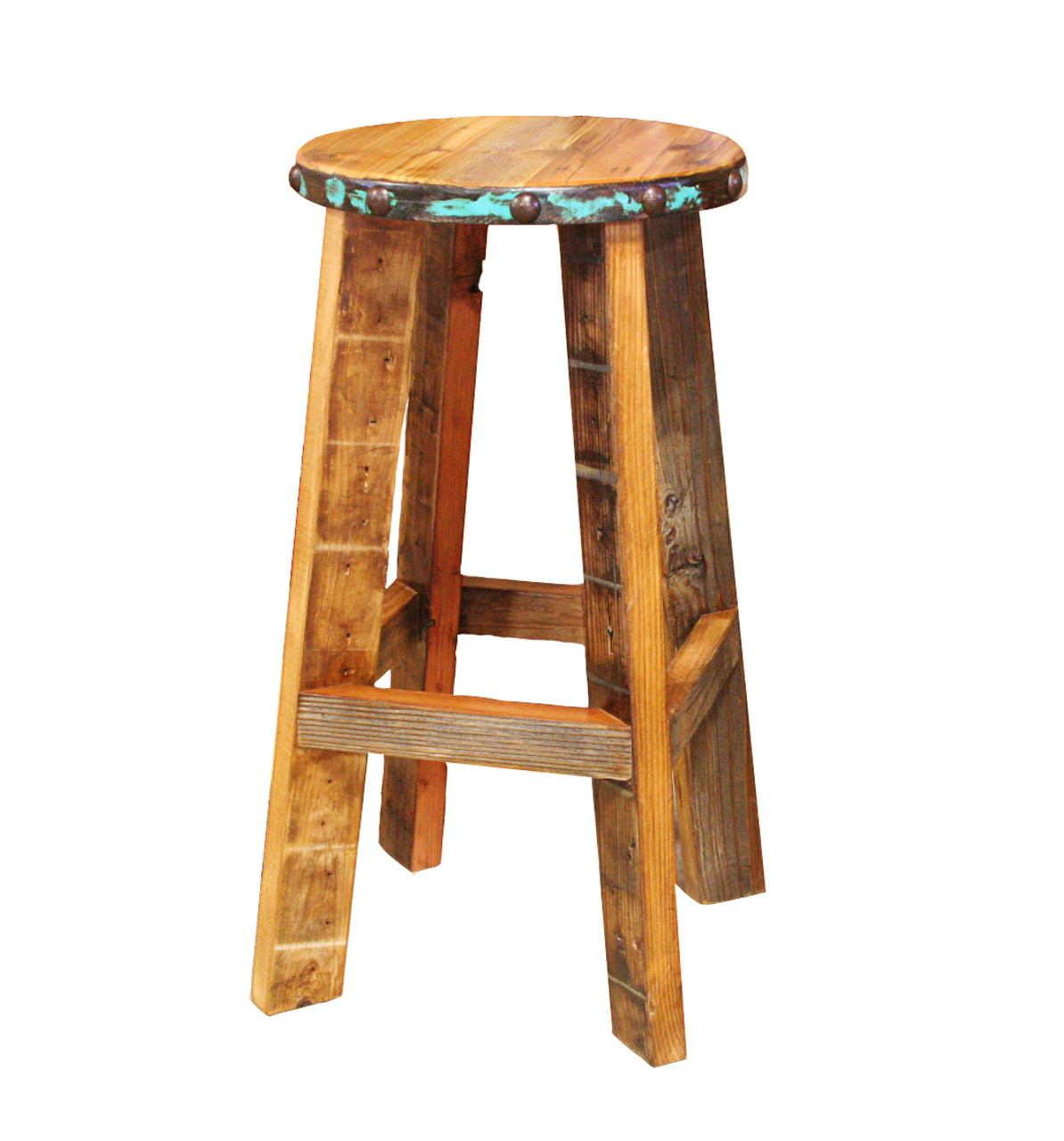 Turquoise Barnwood Counter Stool