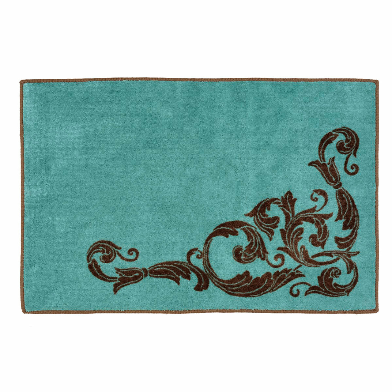 Barbed Wire Turquoise Bath Rug - 24W x 36L, Black Forest Decor