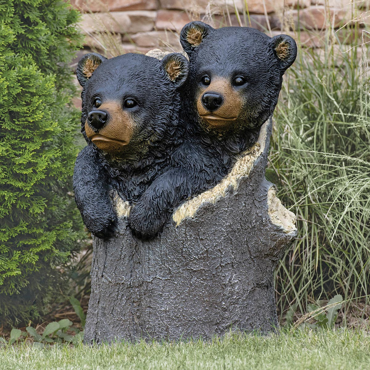 Black Bear Cubs Garden Statue | Black Forest Decor