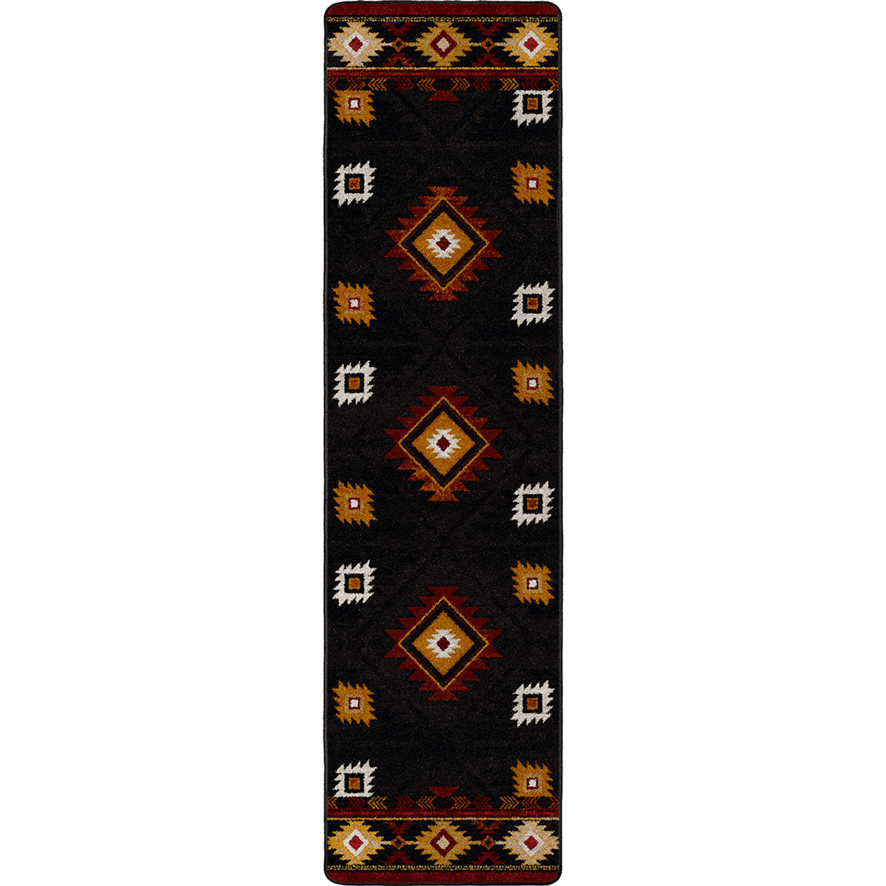 2'4x4'4 Outdoor Rug-Black/Tan Diamonds