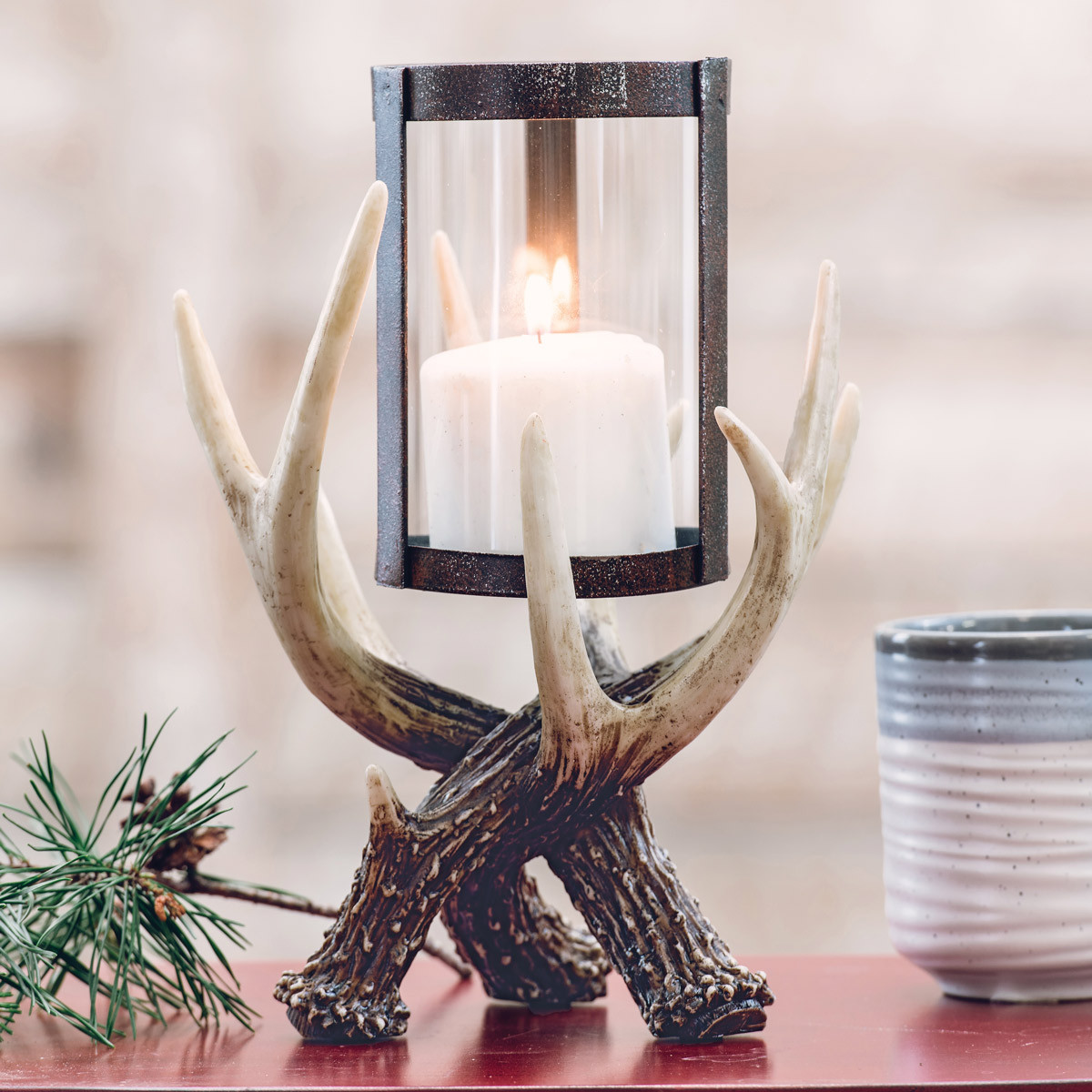 Rustic Candle Holders Antler Hurricane Candle Holder Black Forest Decor