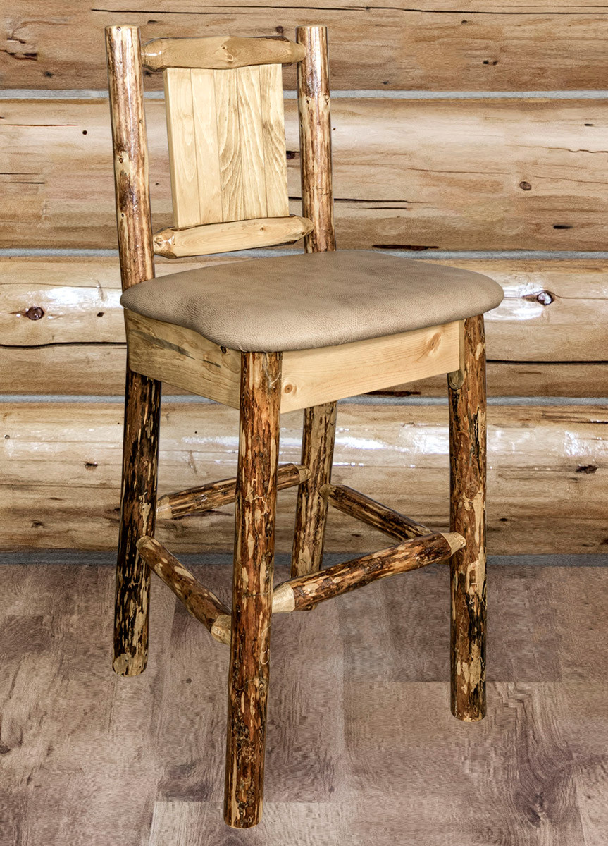 Cascade Barstool with Buckskin Upholstery and Back Elk Black Forest